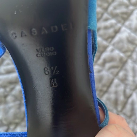 Cobalt multi blue suede sling back heels - Picture 4 of 7